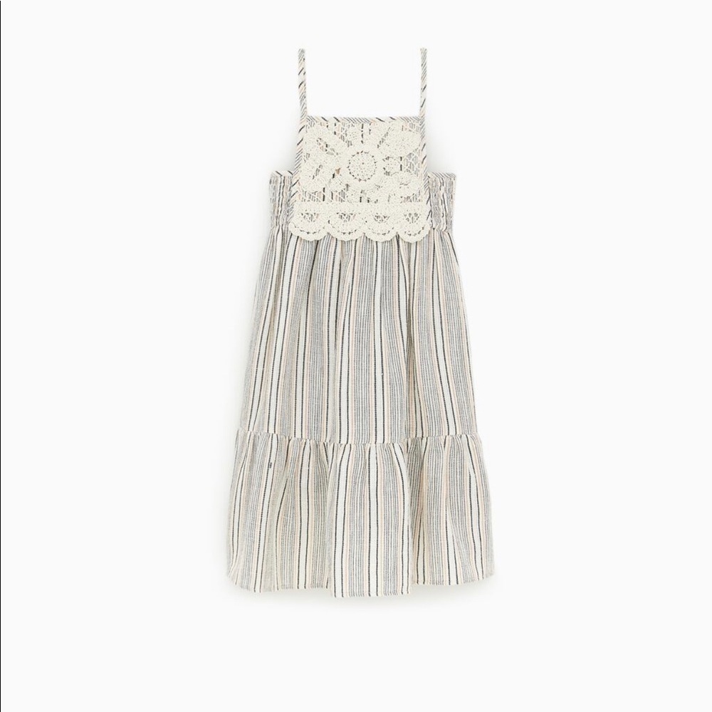 Zara Girls Stripe Guipere Lace Dress